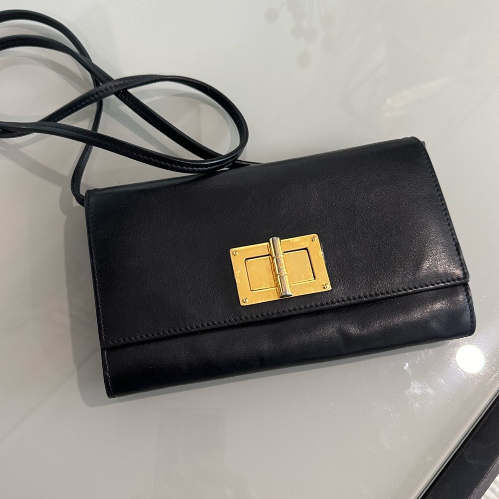TOM FORD NATALIA BLACK LEATHER CLUTCH